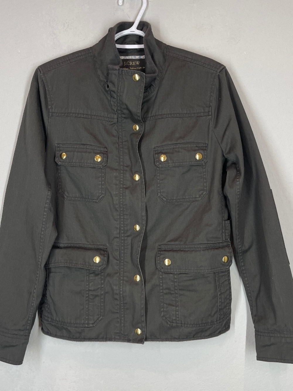 J Crew Relaxed Boyfriend Field Jacket Womens L Olive Green Utility